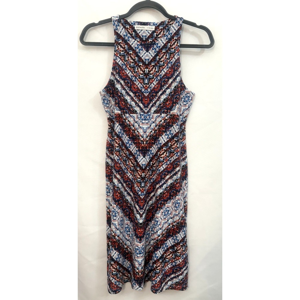 Athleta Multicolor Nomatic Chevron Santorini Sleeveless Dress Womens Size‎ S